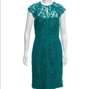 Monique Lhuillier Lace knee length Dress 6 Teal